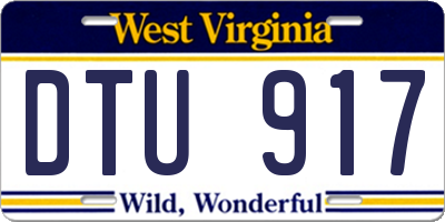 WV license plate DTU917