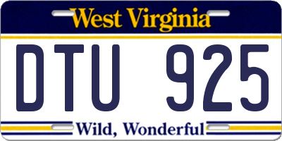 WV license plate DTU925