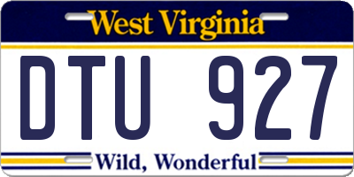 WV license plate DTU927