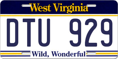 WV license plate DTU929