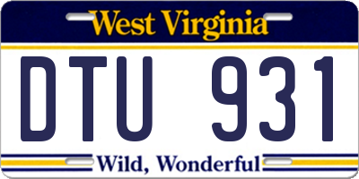 WV license plate DTU931