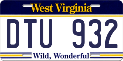 WV license plate DTU932