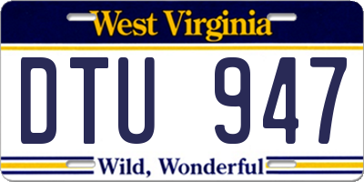 WV license plate DTU947