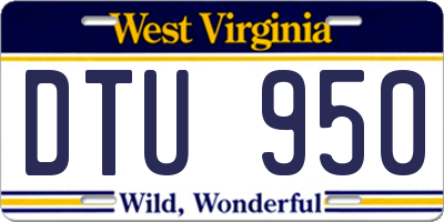 WV license plate DTU950