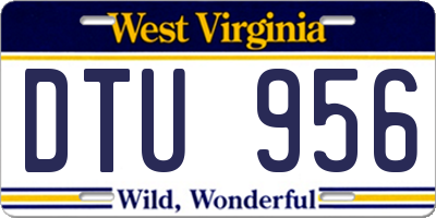 WV license plate DTU956