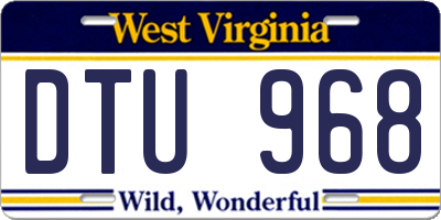 WV license plate DTU968