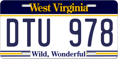 WV license plate DTU978