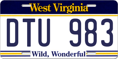 WV license plate DTU983