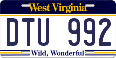 WV license plate DTU992