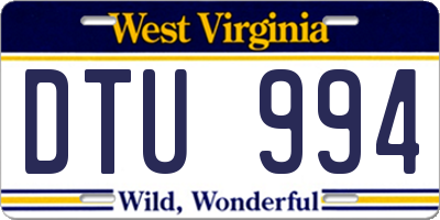 WV license plate DTU994
