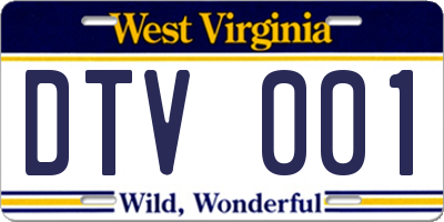 WV license plate DTV001