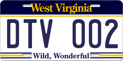 WV license plate DTV002