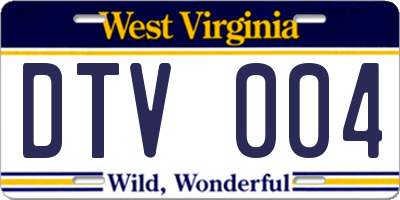 WV license plate DTV004
