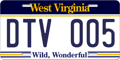 WV license plate DTV005