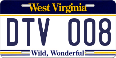 WV license plate DTV008