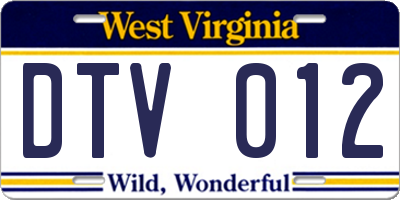 WV license plate DTV012
