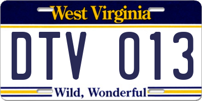 WV license plate DTV013