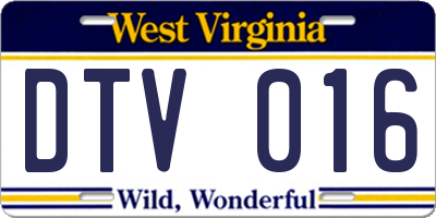 WV license plate DTV016