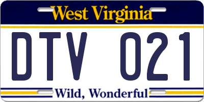WV license plate DTV021