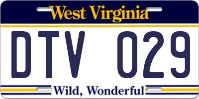 WV license plate DTV029