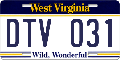 WV license plate DTV031