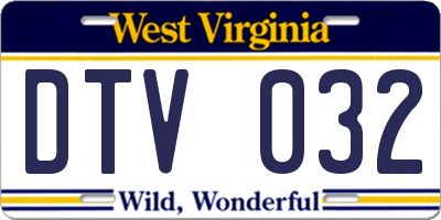 WV license plate DTV032