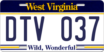 WV license plate DTV037