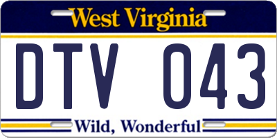 WV license plate DTV043