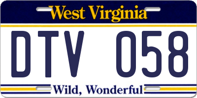 WV license plate DTV058