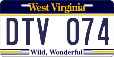 WV license plate DTV074