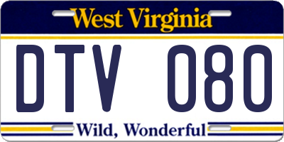 WV license plate DTV080