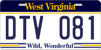 WV license plate DTV081
