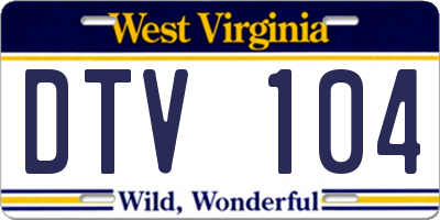 WV license plate DTV104