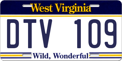 WV license plate DTV109