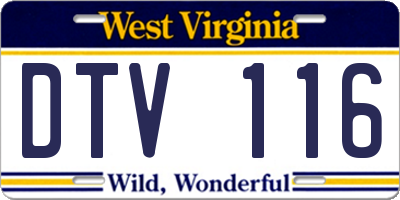 WV license plate DTV116
