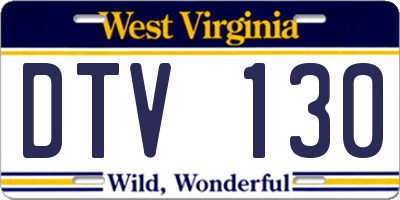 WV license plate DTV130