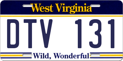 WV license plate DTV131