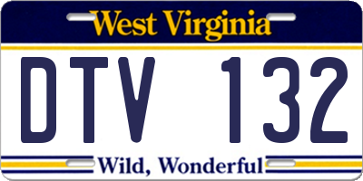 WV license plate DTV132