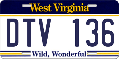 WV license plate DTV136