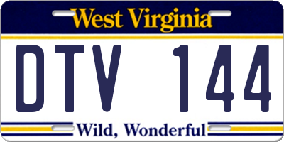 WV license plate DTV144