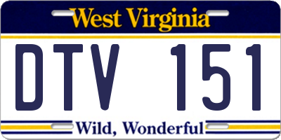 WV license plate DTV151