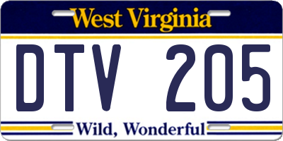 WV license plate DTV205