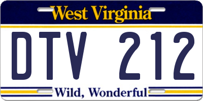 WV license plate DTV212