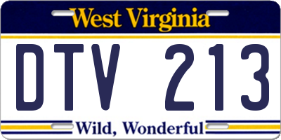 WV license plate DTV213