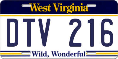 WV license plate DTV216