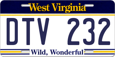 WV license plate DTV232