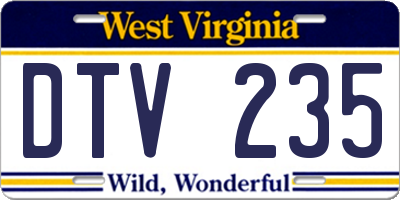WV license plate DTV235