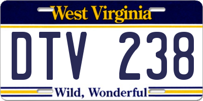 WV license plate DTV238