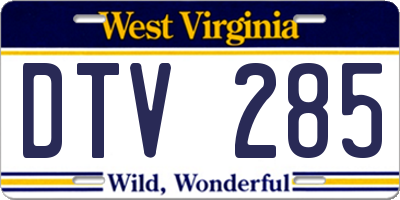 WV license plate DTV285