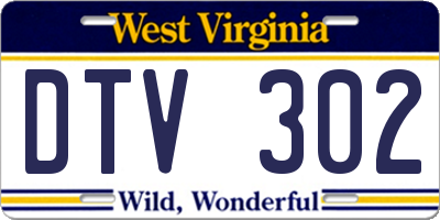 WV license plate DTV302